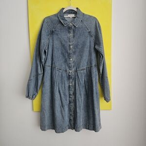 Button-Front Denim Shirt Dress WOMEN - Light Blue